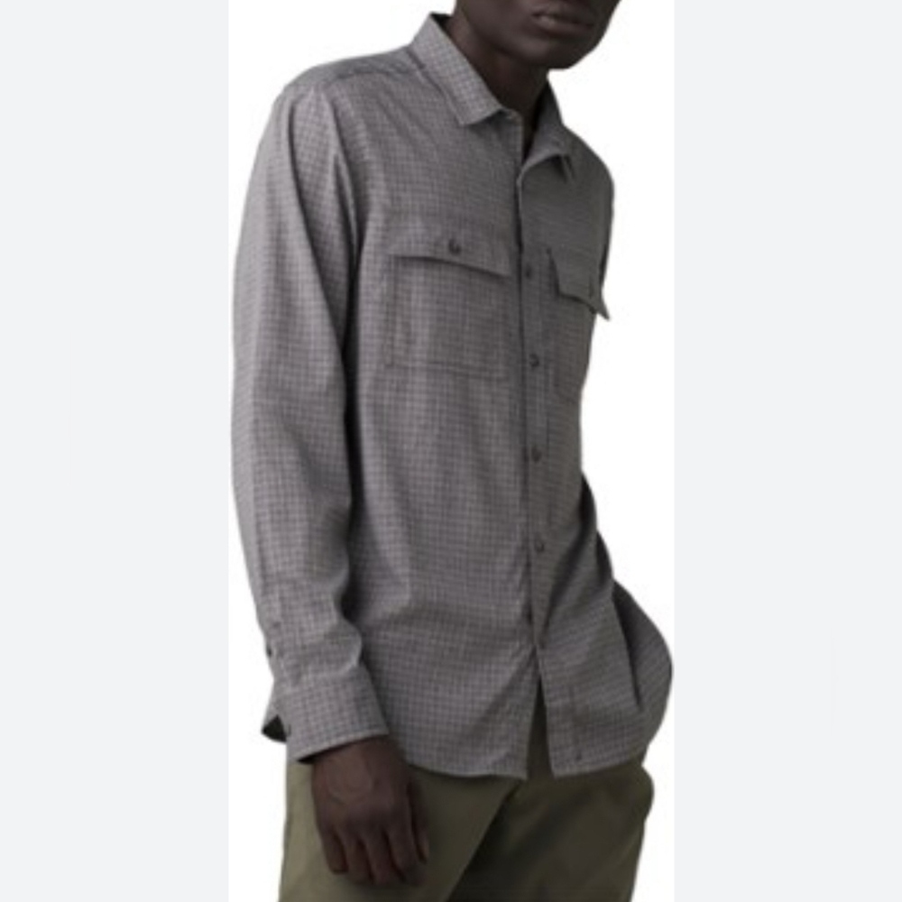 Prana Men's Garvan Long-Sleeve Button-Down Shirt, Charcoal, MED - Picture 2 of 15